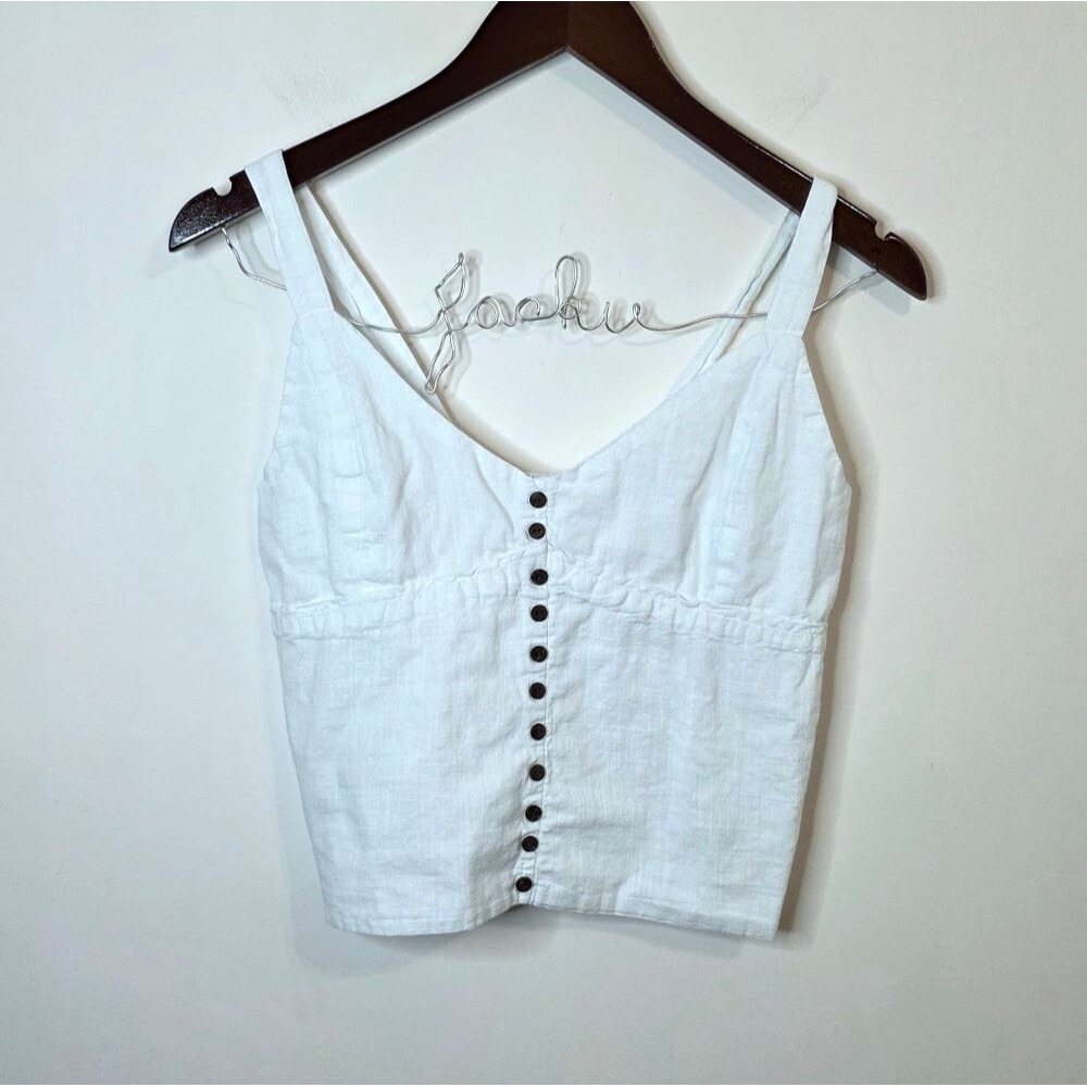 Love Notes White Cropped Sleeveless Top Size Large